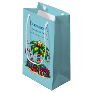 Tropical Palm Tree Merry Christmas Small Gift Bag