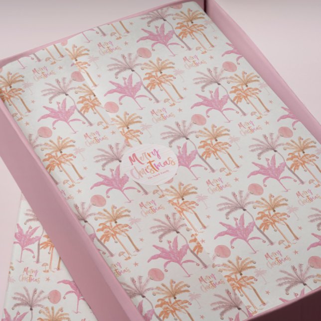 Tropical Palm Tree Merry Christmas Tissue Paper (Creator Uploaded)