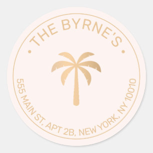 Tropical Palm Tree Modern Classic Round Sticker