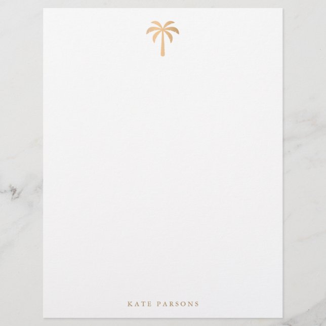 Tropical Palm Tree Modern Custom Letterhead (Front)