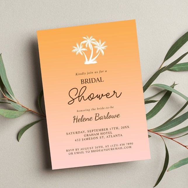 Tropical Palm Tree Modern Minimalist Bridal Shower Invitation (Tropical Palm Tree Modern Minimalist Bridal Shower Invitation)