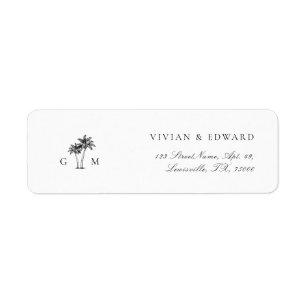 Tropical Palm Tree Monogram Return Address Wedding Label