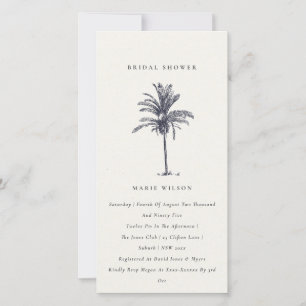 Tropical Palm Tree Navy Kraft Bridal Shower Invite