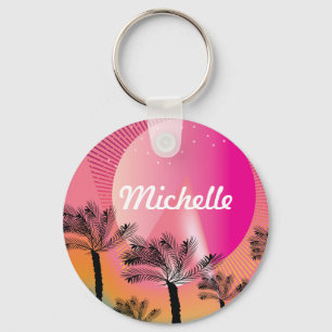 Tropical Palm Tree Neon Pink Pattern Name  Key Ring