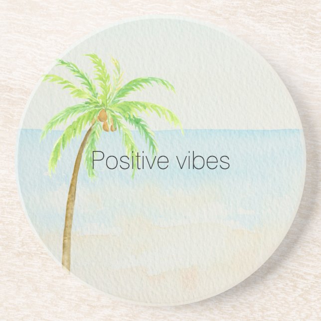 Tropical Palm Tree Ocean Beach         Coaster (Front)