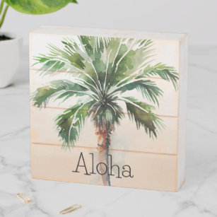 Tropical Palm Tree Ombre Wooden Box Sign