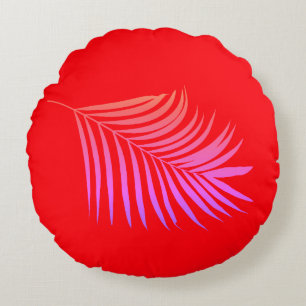 Tropical Palm Tree Orange Pink Colourful Gift Deco Round Cushion