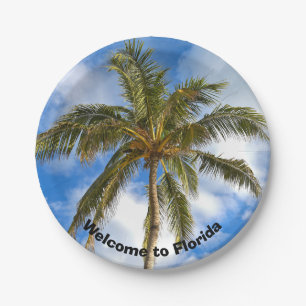 tropical palm tree paper plate