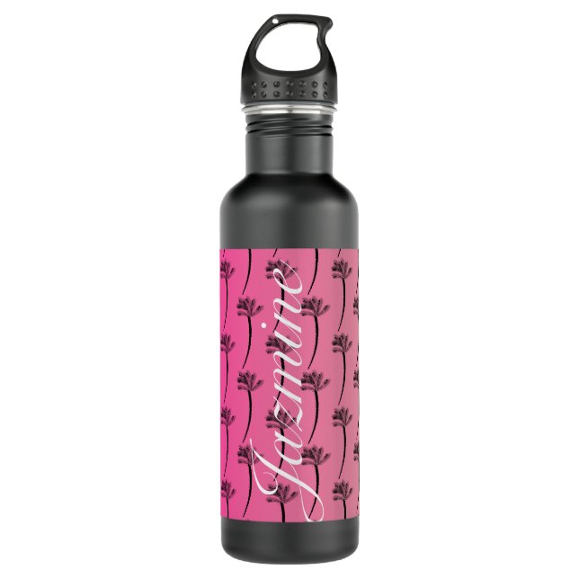 Tropical Palm Tree  Pattern Pink 710 Ml Water Bottle (Front)