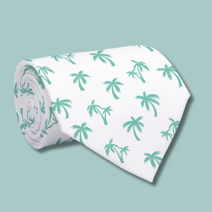 Tropical Palm Tree pattern sea green Tie