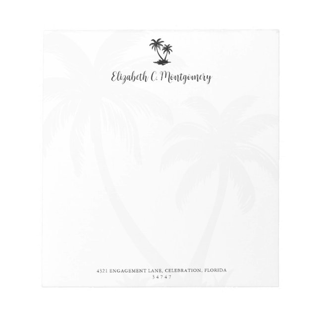 Tropical Palm Tree Personalised Notepad (Front)