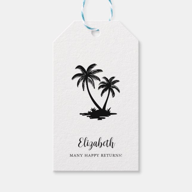 Tropical Palm Tree Personalized Gift Tags (Front)