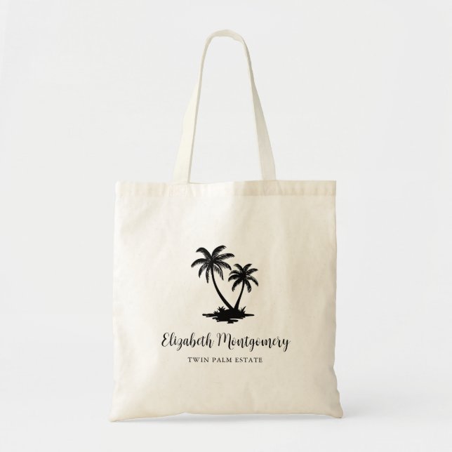 Tropical Palm Tree Personalized Tote Bag (Front)