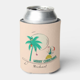Tropical Palm Tree Pineapple Merry Christmas Can Cooler