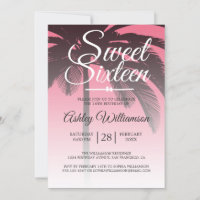 Tropical Palm Tree Pink Sweet 16 16th Birthday