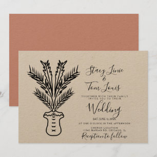 Tropical Palm Tree Potted Hand Drawn Earthy Invitation