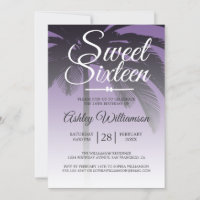Tropical Palm Tree Purple Sweet 16 16th Birthday
