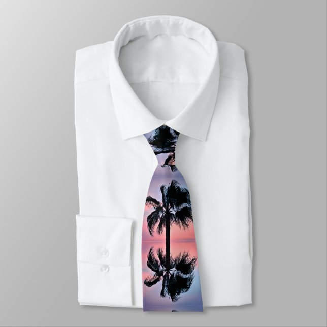 Tropical Palm Tree Reflections at Sunset Tie (Tied)