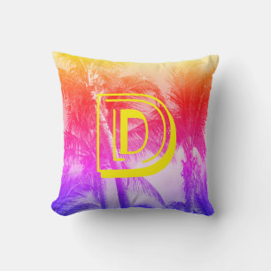 tropical palm tree retro 80's summer vibe cushion
