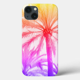 tropical palm tree retro neon 80's summer beach  iPhone 13 case
