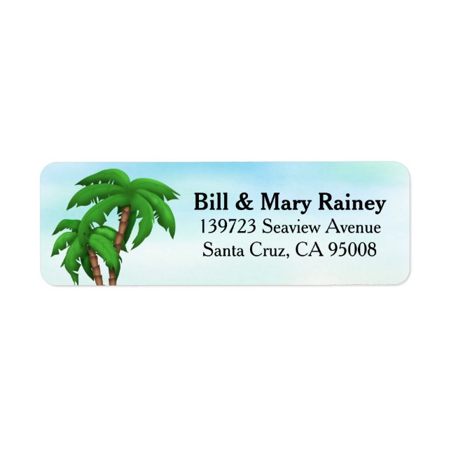 Tropical Palm Tree Return Address Label (Front)