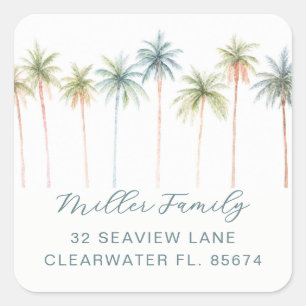 Tropical Palm Tree Return Address Sticker