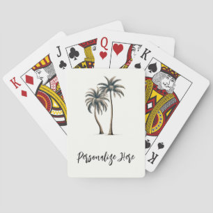 Tropical Palm Tree Rustic Coastal Wedding Playing Cards