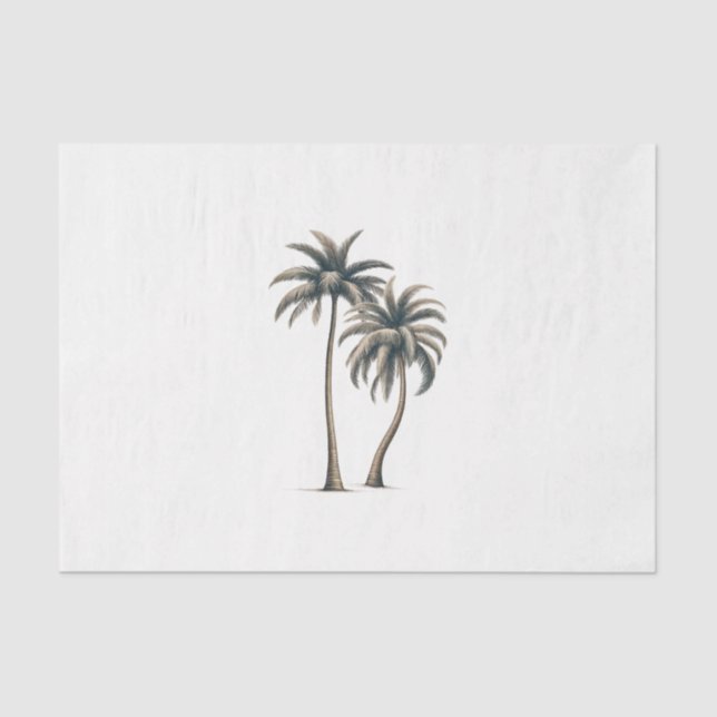 Tropical Palm Tree Rustic Coastal Wedding Tissue Paper (Front)