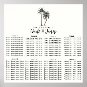 Tropical Palm Tree Rustic Wedding Seating Chart