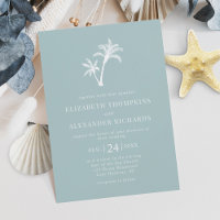 Tropical Palm Tree Sea Glass Minimal Beach Wedding