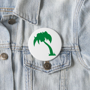 Tropical Palm Tree Silhouette Green Island Beach 7.5 Cm Round Badge