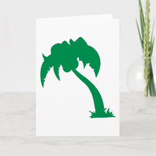 Tropical Palm Tree Silhouette Green Island Beach  Card
