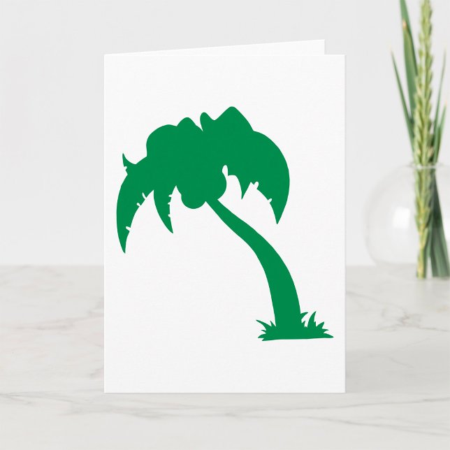 Tropical Palm Tree Silhouette Green Island Beach  Card (Creator Uploaded)
