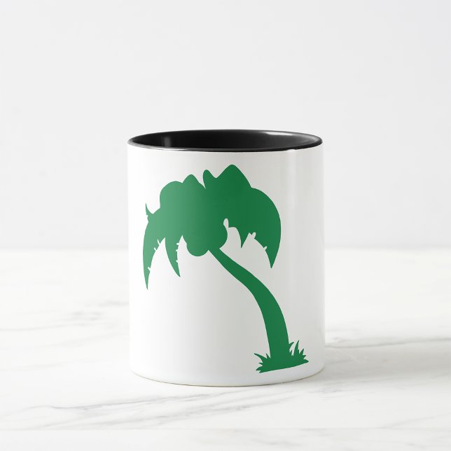Tropical Palm Tree Silhouette Green Island Beach  Mug (Creator Uploaded)