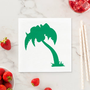 Tropical Palm Tree Silhouette Green Island Beach  Napkin
