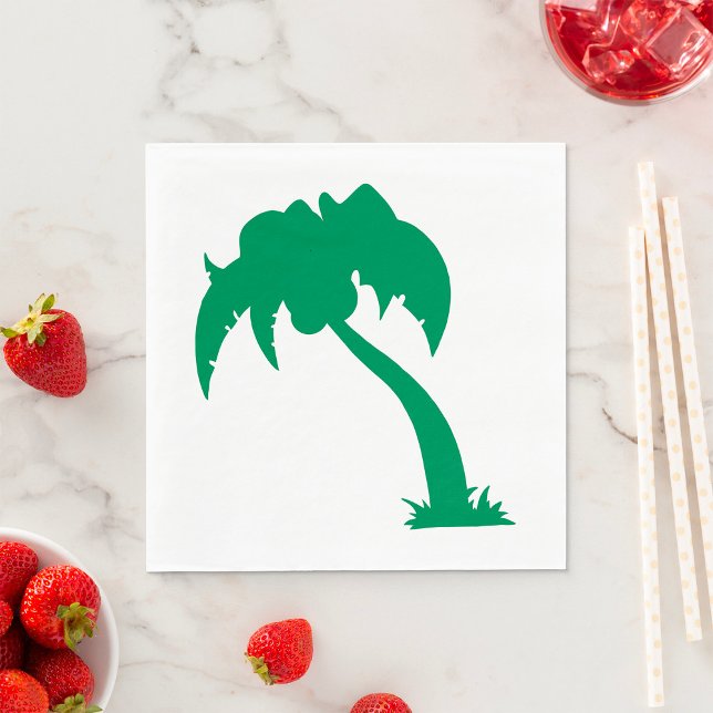 Tropical Palm Tree Silhouette Green Island Beach  Napkin (Creator Uploaded)