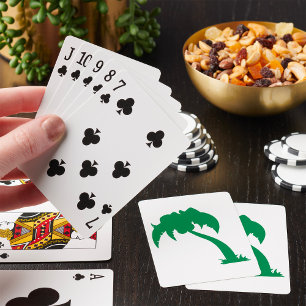 Tropical Palm Tree Silhouette Green Island Beach  Playing Cards