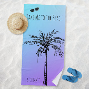 Tropical Palm Tree Silhoutte Personalised Beach Towel