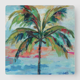 Tropical   Palm Tree Square Wall Clock