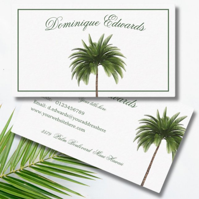 Tropical Palm Tree Stylish Green Professional   Business Card (Creator Uploaded)