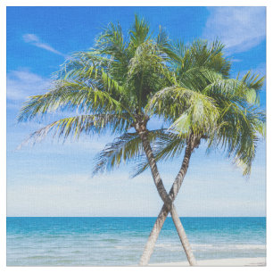 Tropical palm tree summer beach modern photo fabric