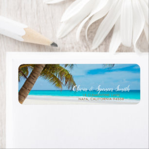 Tropical Palm Tree Summer Ocean Beach Destination Return Address Label