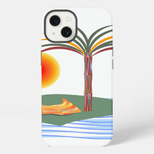 Tropical Palm Tree, Sun, Waves iPhone Case