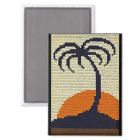 Tropical Palm Tree Sunset Artisan Crochet Print   