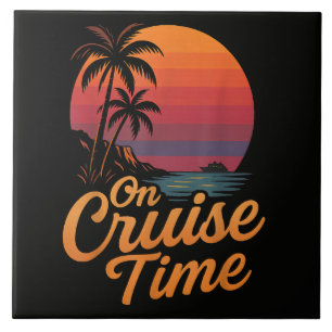 Tropical Palm Tree Sunset Cruise Vacation Ceramic Tile