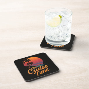 Tropical Palm Tree Sunset Cruise Vacation Coaster