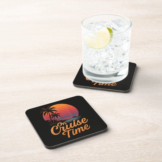 Tropical Palm Tree Sunset Cruise Vacation Coaster (Right Side)