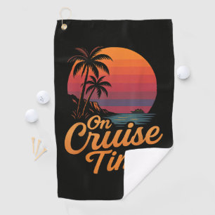 Tropical Palm Tree Sunset Cruise Vacation Golf Towel