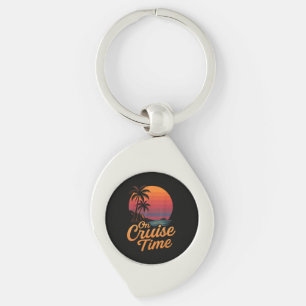 Tropical Palm Tree Sunset Cruise Vacation Key Ring
