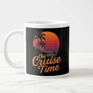 Tropical Palm Tree Sunset Cruise Vacation Large Coffee Mug
